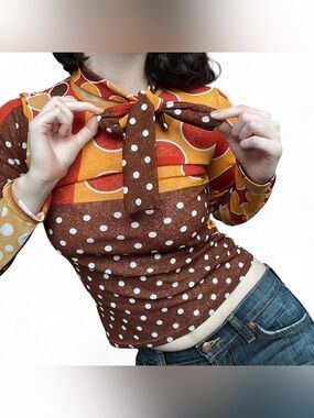 Vintage retro mesh polka dot top